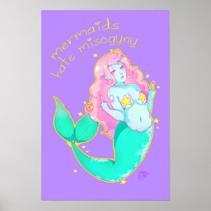 Póster Las sirenas odian la misoginia 14" x 11" Poster