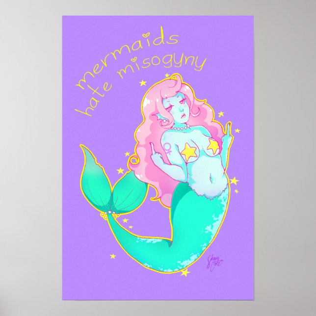 Póster Las sirenas odian la misoginia 14" x 11" Poster (Frente)