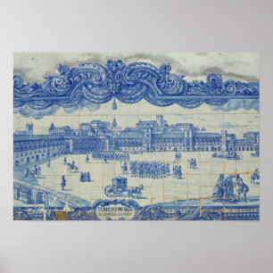 Póster Las tejas de Azulejos que representan el Praca