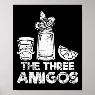 Póster Las tres Amigos Camisas Tequila Lime Salt Mujeres