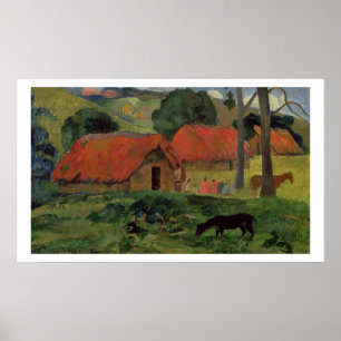 Póster Las tres chozas, Tahití, 1891-92 (aceite en lona)
