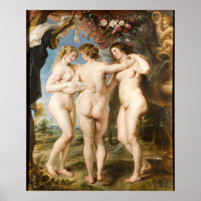 Póster Las Tres Gracias, de Peter Paul Rubens, alrededor  (Frente)