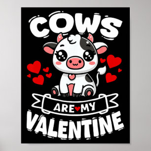 Póster Las Vacas Son Mi San Valentín Infantil Niños Vaca
