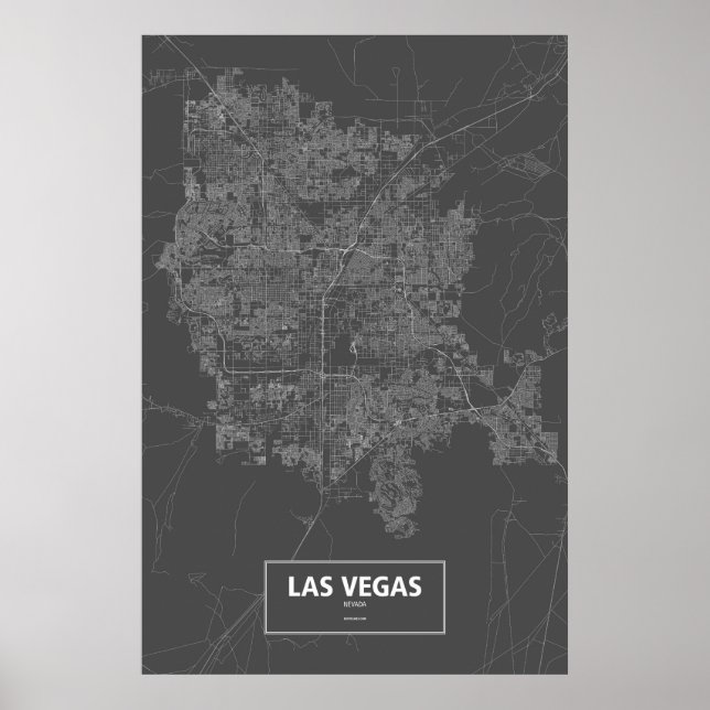 Póster Las Vegas, Nevada (blanco sobre negro) (Frente)