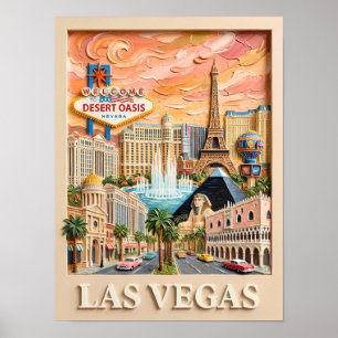 Póster Las Vegas Nevada Impasto Vintage Lugares emblemáti
