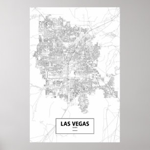 Póster Las Vegas, Nevada (negro sobre blanco)