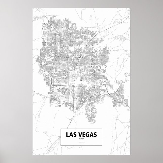 Póster Las Vegas, Nevada (negro sobre blanco) (Frente)