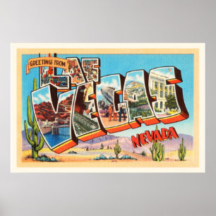 Póster Las Vegas Nevada NV Antiguo recuerdo de viaje de v