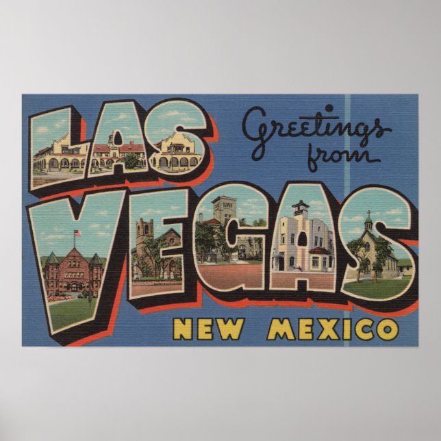Póster Las Vegas, Nuevo México - Escenas de letras grande (Frente)