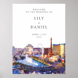 Póster Las Vegas Skyline Wedding Welcome Sign