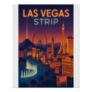 Póster Las Vegas Strip – Arte mural de paisaje urbano ret