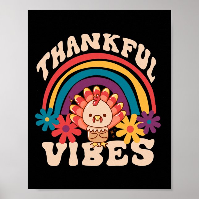Póster Las Vibes De Agradecimiento De Retro Groovy Que Tu (Frente)