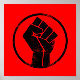 Póster Las vidas negras importan FIST (fondo rojo) #BLM