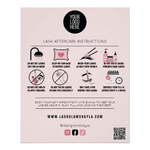 Póster Lash Salon Eyelash Extensión Instrucción para el c