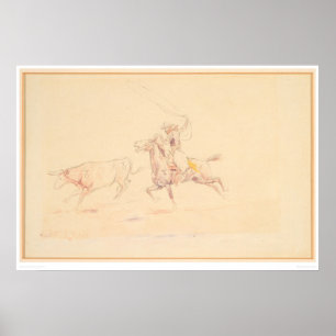 Póster Lassoing el buey 1905 (1418A)
