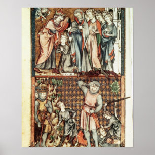 Póster Lat 1023 f.7v David and Goliath with Saul by Le Be