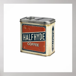 Póster Lata de café antigua Halfhyde Coffee Company