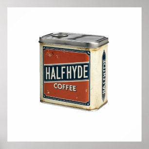 Póster Lata de café antigua Halfhyde Coffee Company