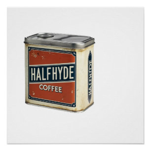 Póster Lata de café antigua Halfhyde Coffee Company