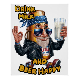Póster Lata de cerveza divertida y colorida en una