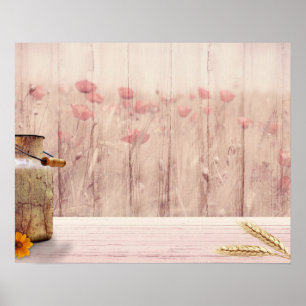 Póster Lata de Leche Rústica Estilo Campestre en Madera