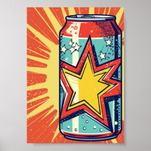 Póster Lata de refresco estilo Popart, bebida gaseosa,