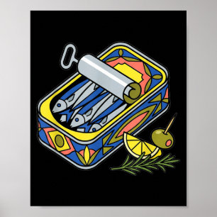 Póster Lata de sardina estética Euro verano tapas foodie