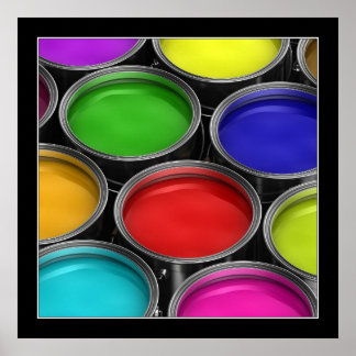 Póster latas de pintura coloridas - Poster