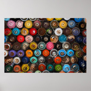 Póster latas de pintura con spray, graffiti,