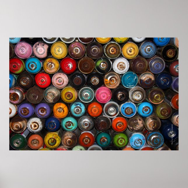 Póster latas de pintura con spray, graffiti, (Frente)