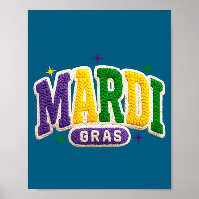 Póster Latch Hook Mardi Gras Trendy Funny Gift Tee Men, W (Frente)