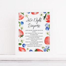 Póster Late Night Diapers Berry Baby Shower