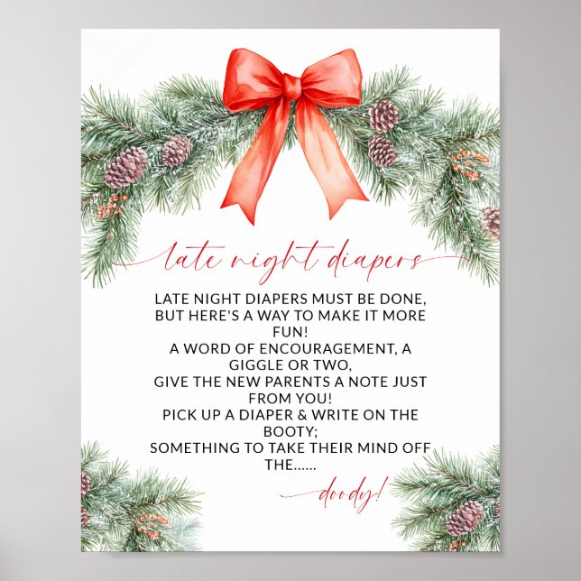 Póster Late Night Diapers Christmas Baby Shower (Frente)