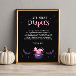 Póster  Late Night Diapers Halloween Baby Shower Game