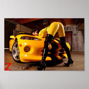 Póster Latex Amarillo De La Canción Con Poster De Auto Ex