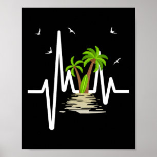 Póster Latido con palmeras tropicales Isla de playa Su