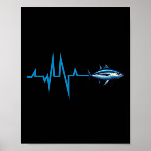 Póster Latido del corazón del atún rojo Ekg Pulseline Pez