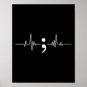 Póster Latido del Corazón Punto y Coma Conciencia sobre l
