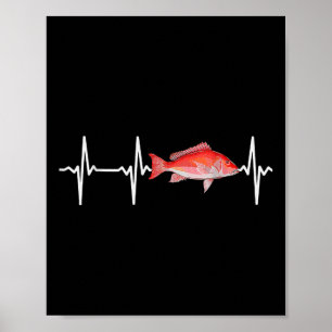 Póster Latido del Pargo Rojo Para Pescar Peces de Agua Sa