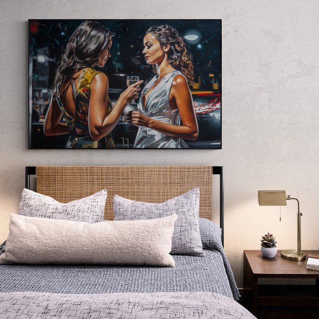 Póster Latinas hablando en una pintura de Miami Nightclub (Subido por el creador)