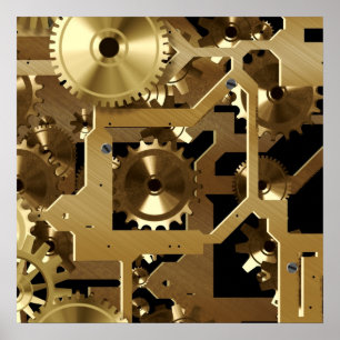 Póster latón del trabajo del reloj