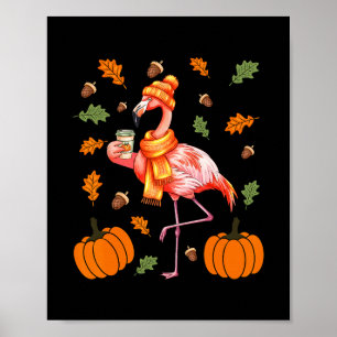 Póster Latte de Especias de Calabaza Flamingo de Otoño Ho