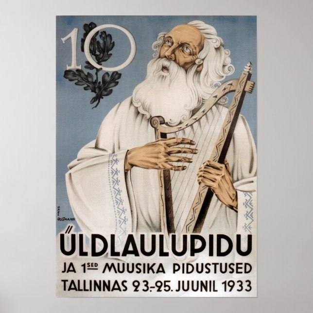 Póster Laulupidu, Poster de Vanamuine 1933 (Frente)