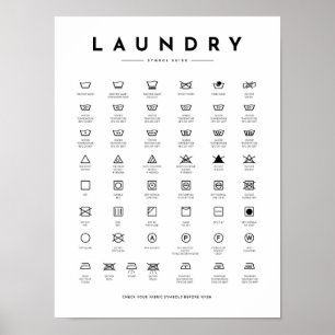 Póster Laundry Sign Symbols