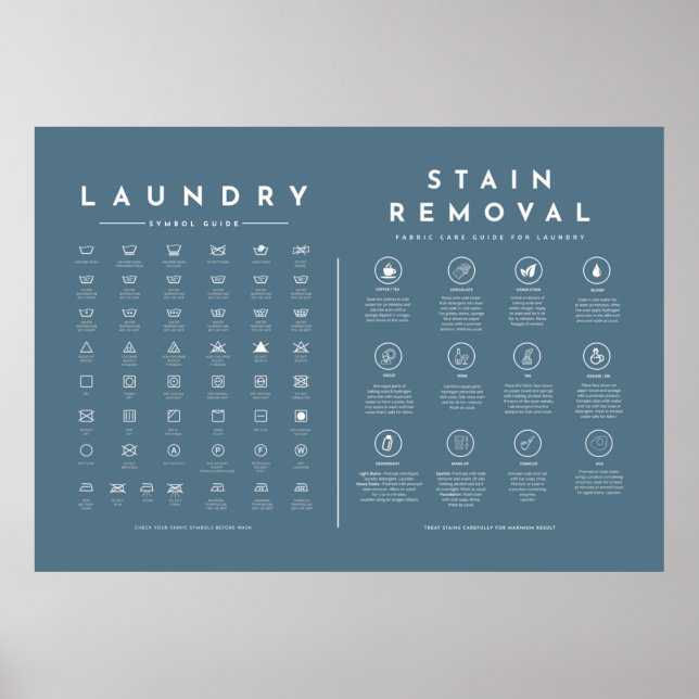 Póster Laundry Wall Decor Symbols Sign (Frente)
