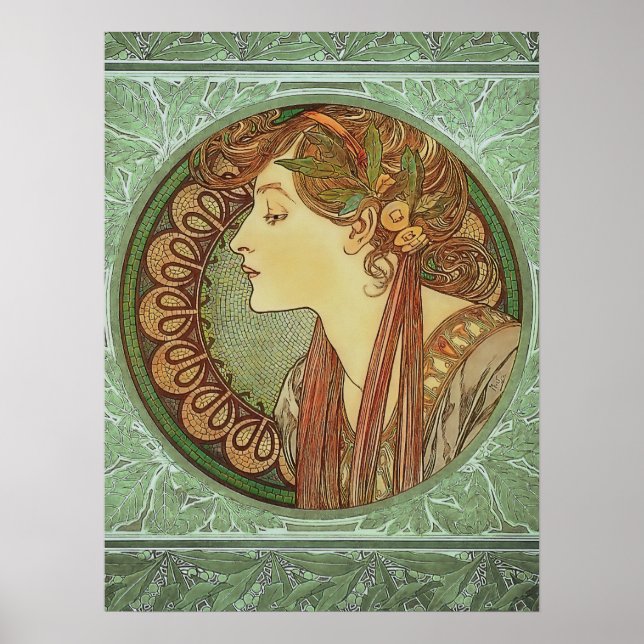 Póster Laurel de Art Nouveau por Alphonse Mucha (Frente)