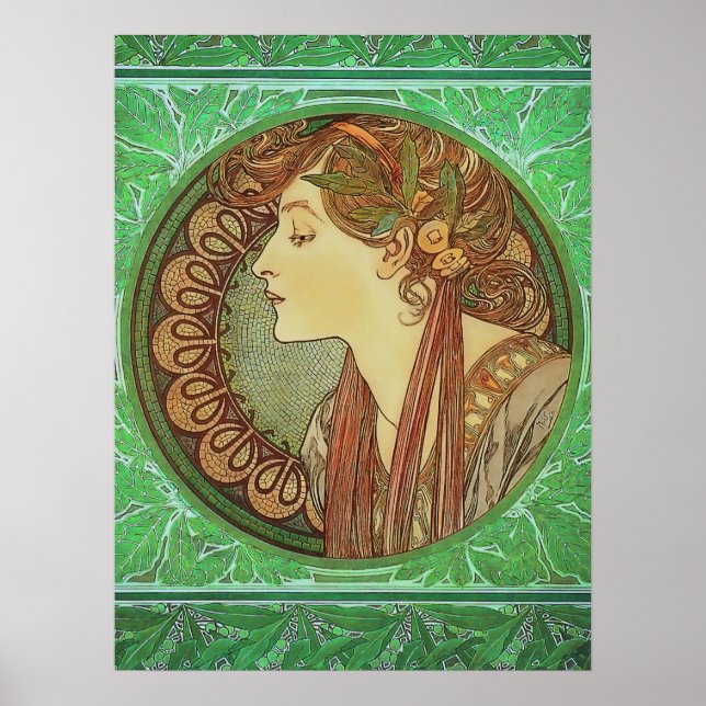 Póster Laurel de Art Nouveau por Alphonse Mucha (Frente)