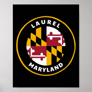 Póster Laurel Maryland Md Bandera Dge Redondela Souvenir