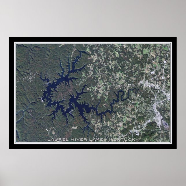 Póster Laurel River Lake Kentucky Satellite Poster Map (Frente)