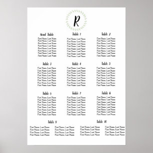 Póster Laurel verde - Asignaciones de mesa Bodas